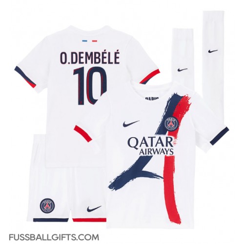 Paris Saint-Germain Ousmane Dembele #10 Fußballbekleidung Auswärtstrikot Kinder 2024-25 Kurzarm (+ kurze hosen)